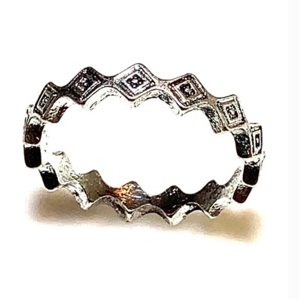 Diamond Sterling Silver Stackable Square Ring Siz… - image 1